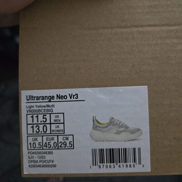 Vans Ultrarange Neo Vr3 Men 11.5 Vr3cush Light Yellow Multi 032026 - Picture 8 of 8